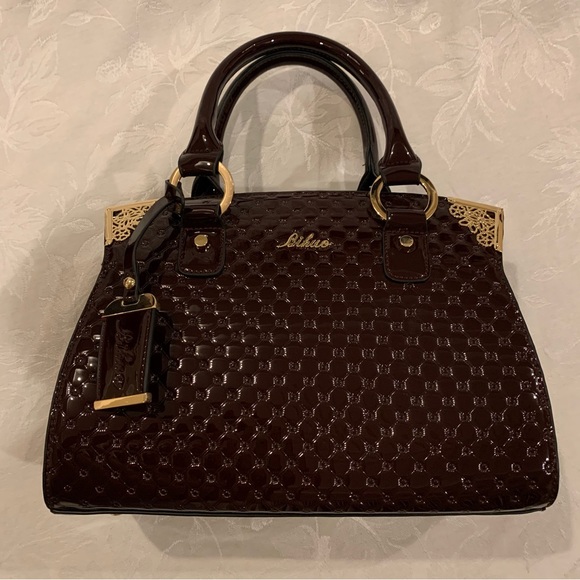 Bihuo Handbags - Bihuo burgundy Patent Leather Handbag
